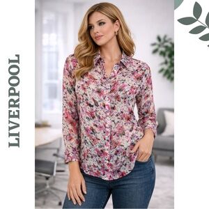 Liverpool LA Floral Button Down Blouse XS NWT